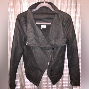 H&M suede leather asymmetrical moto jacket